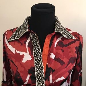 Women’s Designer Rhinestone Silk Tunic top/Kurti M.New without tags.